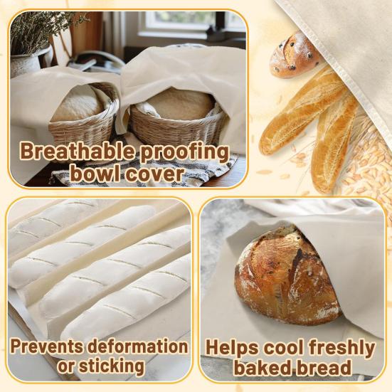Bread Ball Fermentation Cloth Cotton Baguette Pad Thick Undyed Unbleached French Bread Making Fabric for Vertical Fermentation Crust Formation