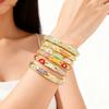Hollow Out Enamel Floral Bangle Colorful Flower Bangle Vintage Dainty Jewelry  Women