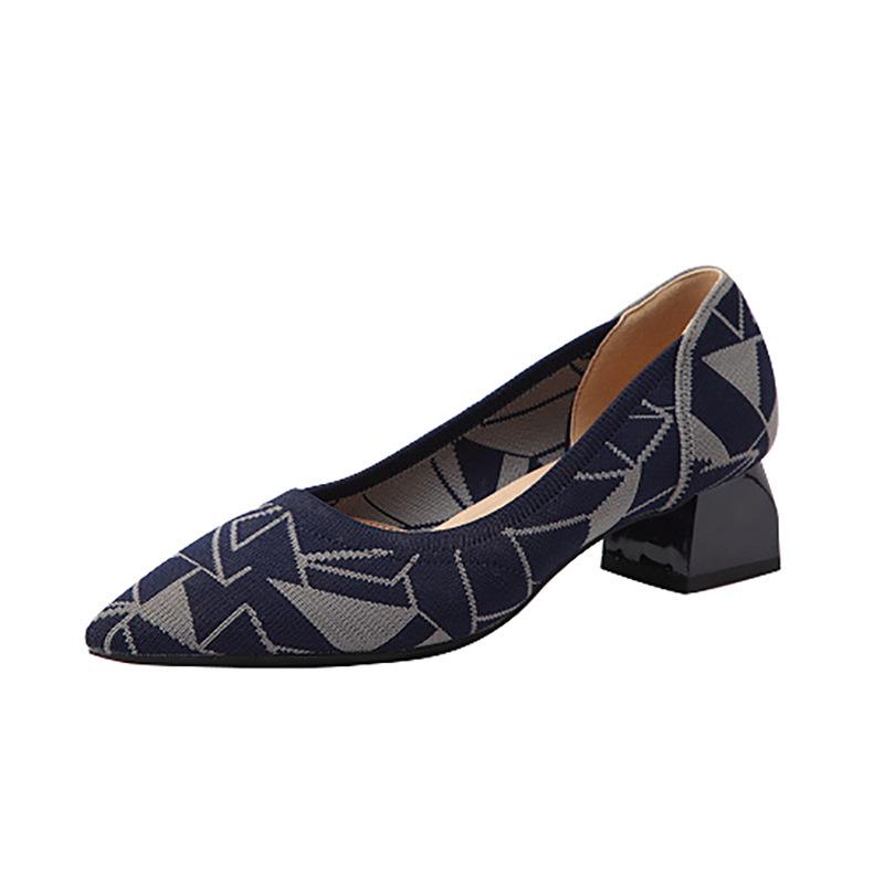 Spitze Zehenpartie, flacher Mund, Stoff, flache Unterseite, solide gestrickte Damenschuhe mit weicher Unterseite, große Schuhe, Größe 34–43