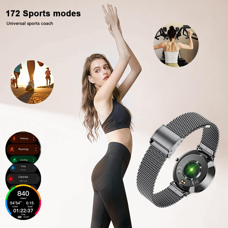 SACOSDING Mini Ultra Thin Fashion Ladies Smart Watch AMOLED Screen Health Monitor Wristwatch Fitness Tracker Women Ladies Smartwatch