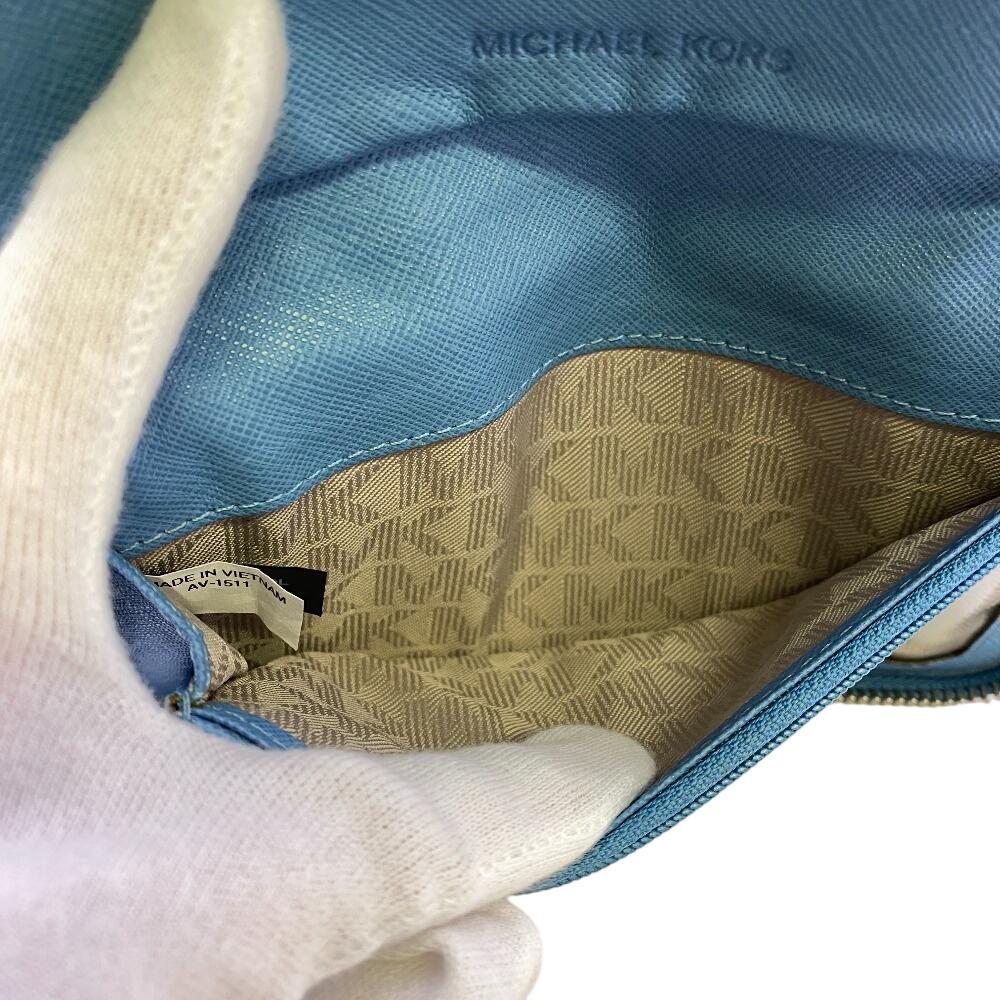 Michael Kors Zip Around Jet set leather Travel Continental Wallet Bifold Wallet blue leather Women Used