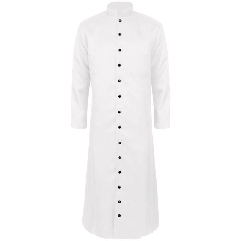 Amazon Halloween Priest Costume Godfather Cosplay Costume Medieval 5-Color Priest Role-Playing Cosplay Outfit Priest White + Cross S