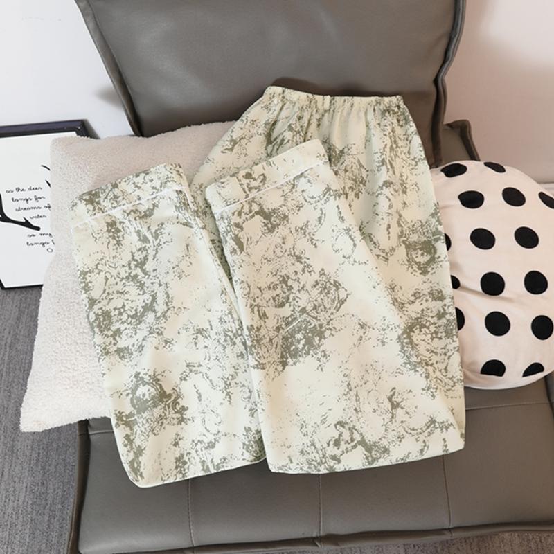Chinese Style Ink Print Vintage Pajamas Set for Women Nightwear Autumn Casual All-match Women's Pajamas Sleepwear