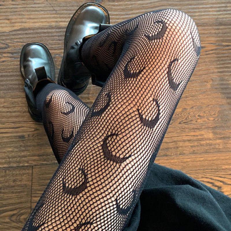 Damen Schwarze Netzstrümpfe mit Kristallakzent und Weiße JK Strumpfhose