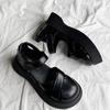 Fashion Summer Women Shoes Black Flat Leather Fashion Sandals Lace up Thick Soled Ankle Strap Sandals For Women Pinch Toe Flip Flops