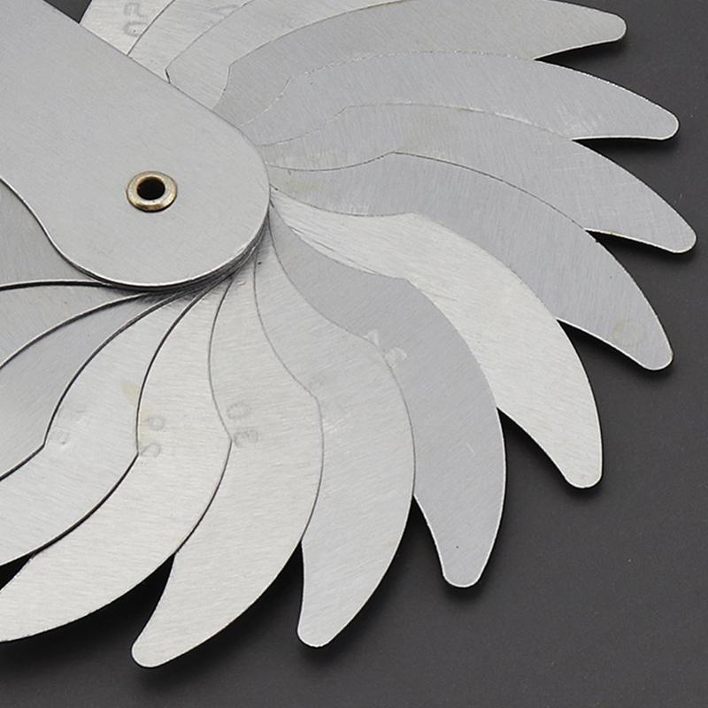 R25 - 50 16 Blade Stainless Steel Radius Gauge Metal R Gauge for Checking Thread Pitch Easy to Use High Hardness