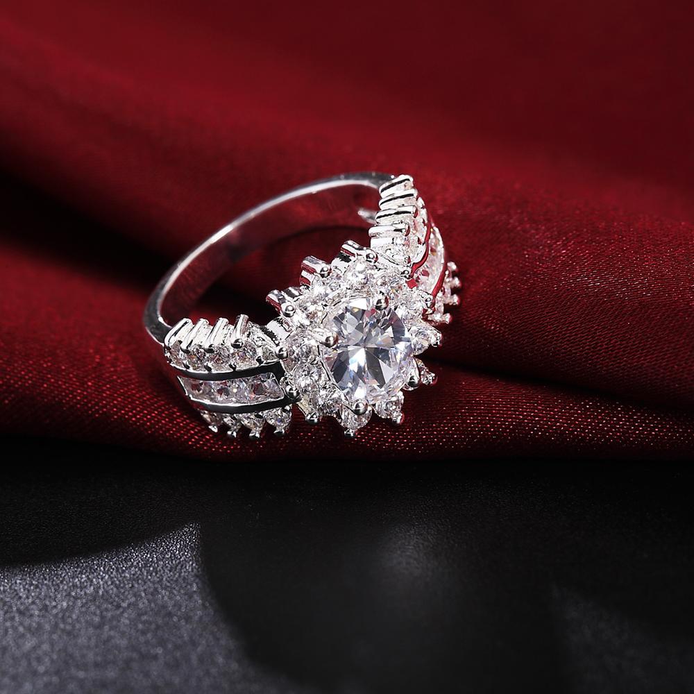 925 Sterling Silver AAA Zircon Ring Fashion Wedding Jewelry