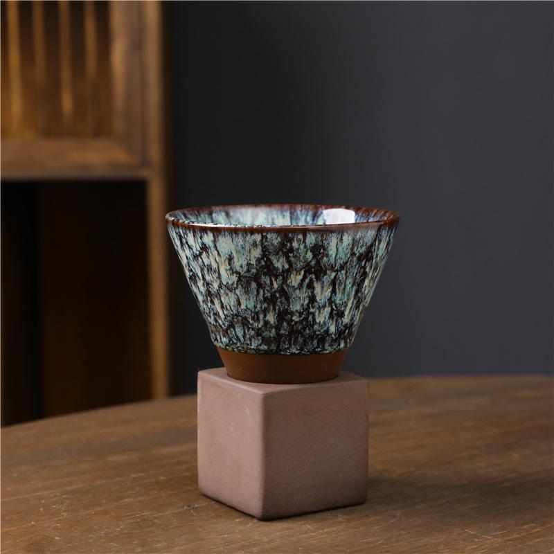Rough Pottery Mug Creative Cup Ins Style Cup Ceramic Retro Coffee Cup Milk Tea Drink Cups Includes Base