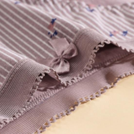 Damsömlösa Bomullsunderkläder Blommig Print Andningsbara Hipster-trosor Mellanhöga Mjuka Stretch Damtrosor