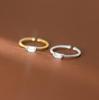 European Simple Shiny Square Diamond Ring with Versatile Twist Stripe Design