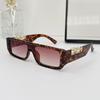 Punk Luxury Brand Designer Rectangle One Piece Sunglasses Women For Men Fashion Vintage Sun Glasses Hip Hop Gold Leopard Eyewear