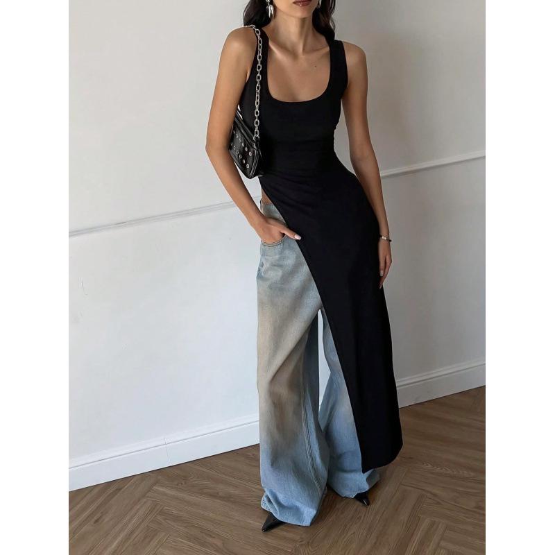 Women s Sexy U-neck Slim-fit Long T-shirt - 2026 Spring/Summer Collection Large чёрный
