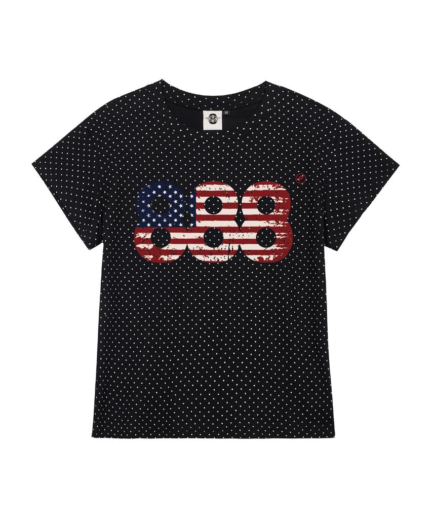 PRIMATE Usa Number.888 Women'S Polka Dot Short Sleeve T-Shirt 3 Colors