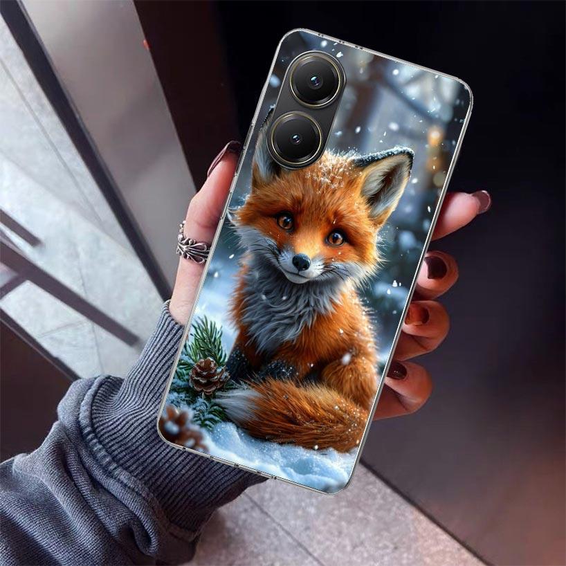 Animal Fox Phone Case For Xiaomi Poco X5 X6 X7 Pro F7 Ultra M7 Redmi 15C 15 13C 13 12C 12 10 10C 10A 9 9C 9T 9A Cover Poco X3 X5