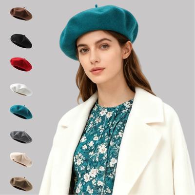Young Ladies Vintage Casual Autumn Winter Windproof Thermal Daily Use Party Warm Wool Beret Cap
