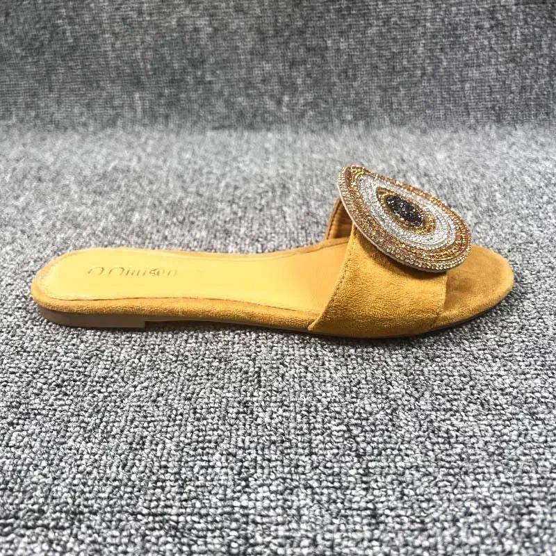 

Fashion Women s Flat Sandals Rhinestone Decoration Charming Beach Sandals Summer Outdoor Slippers Glamorous Casual Women s Shoes 42