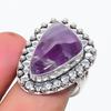 Natural Sage Amethyst Gemstone 925 Sterling Silver Jewelry Ring Size 8 H9T13