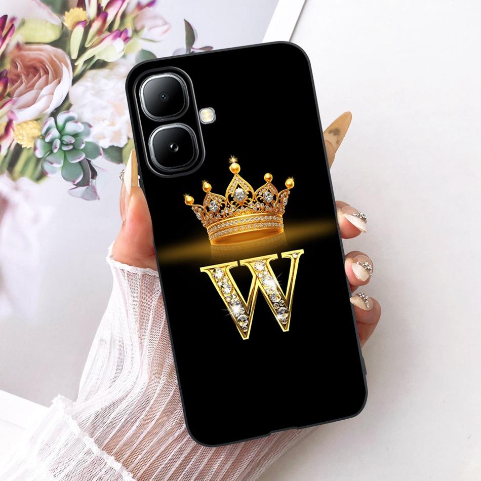 For Infinix Smart 20 X6840 X6840B Crown Letter Phone Case For Infinix Smart20 Black Silicone Soft Cases