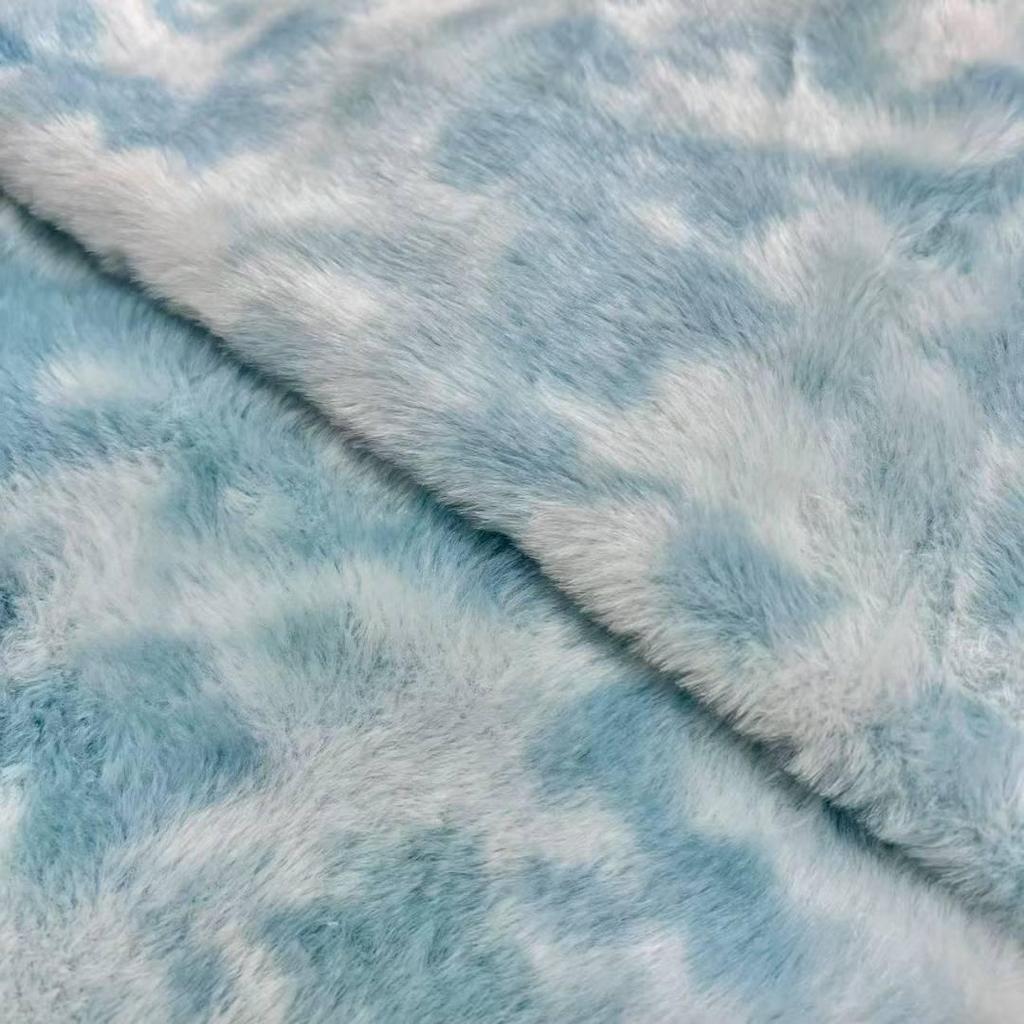 Colorful Tie-Dye Rabbit Fur Print Plush Fabric, 10mm - Ideal for Toy and Clothing Design