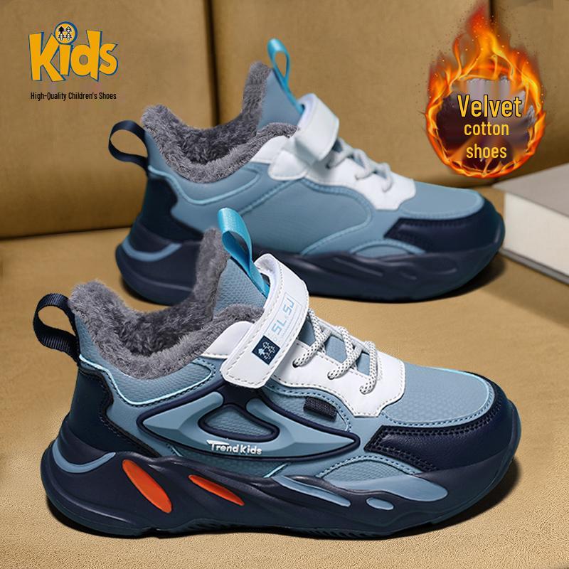 Boys' Winter 2025 Fleece-Lined Cotton Sports Shoes