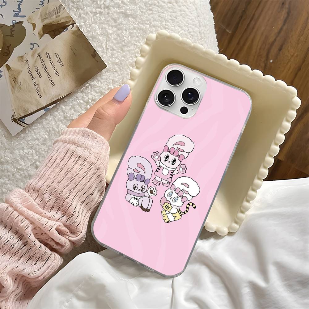 Lovely Cartoon Esthers Bunny For iPhone 14 Pro Max 13 17 11 16 12 15 Air Plus Satin Colorful Phone Case