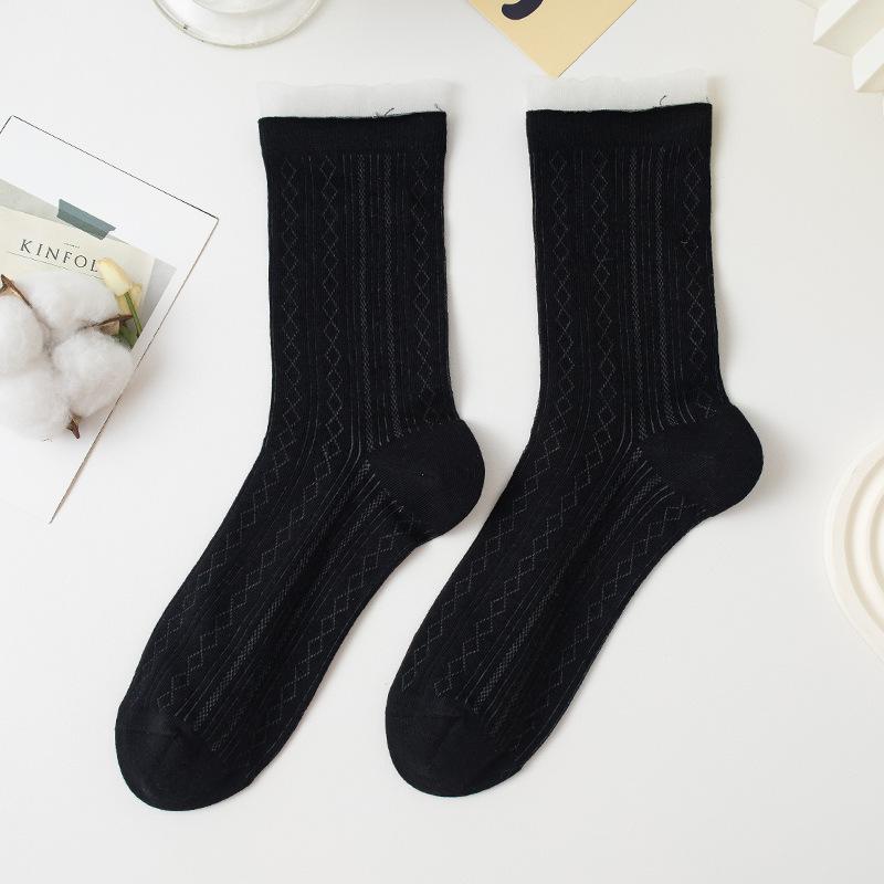 Women's Summer Thin Lace Ballet Style Boneless Breathable Cotton Socks