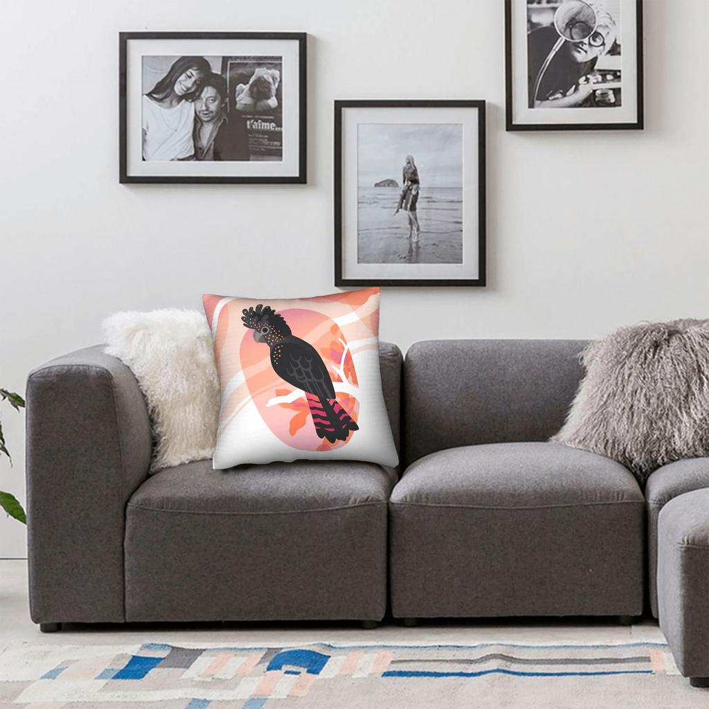 Pillow Case Australian Red-Tailed Black Cockatoo Print Pillow Cover For Sofa Home Decoration Kawaii Pillowcases