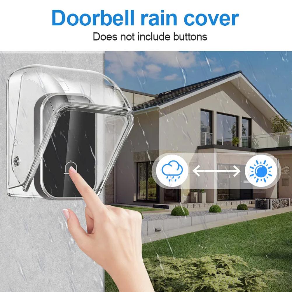 1pc Wireless Doorbell Cover Outdoor Waterproof Call Cover Transparent Protector Dustproof Door Ring Button Rain Cover