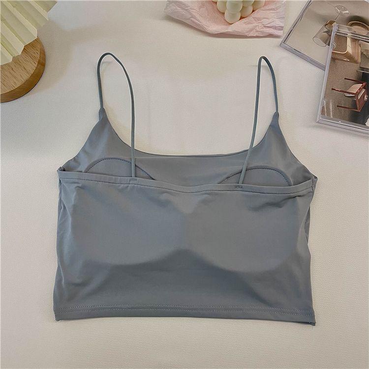 Ice Silk Strappy Tank Top with Built-in Bra, Stylish Slimming Sleeveless Design for Women, Ideal for Summer