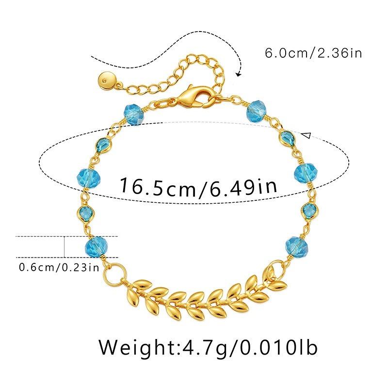 Wheat Ear Chain Blue Crystal 18k Gold Plated Fashion Women Bracelet Jewelry