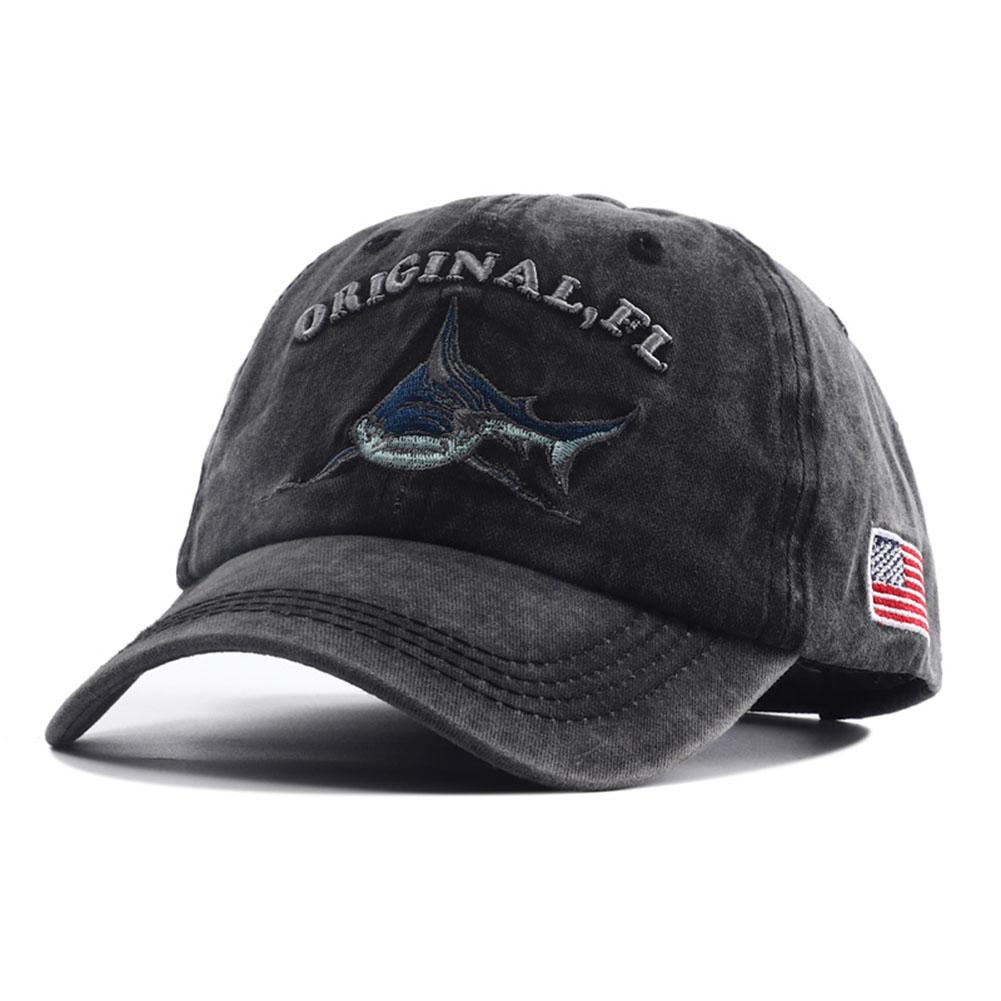 New Designer Black White Animal Shark Embroidery Baseball Hat Snapback Women Bone Vintage Cotton Dad Caps For Men Gorras