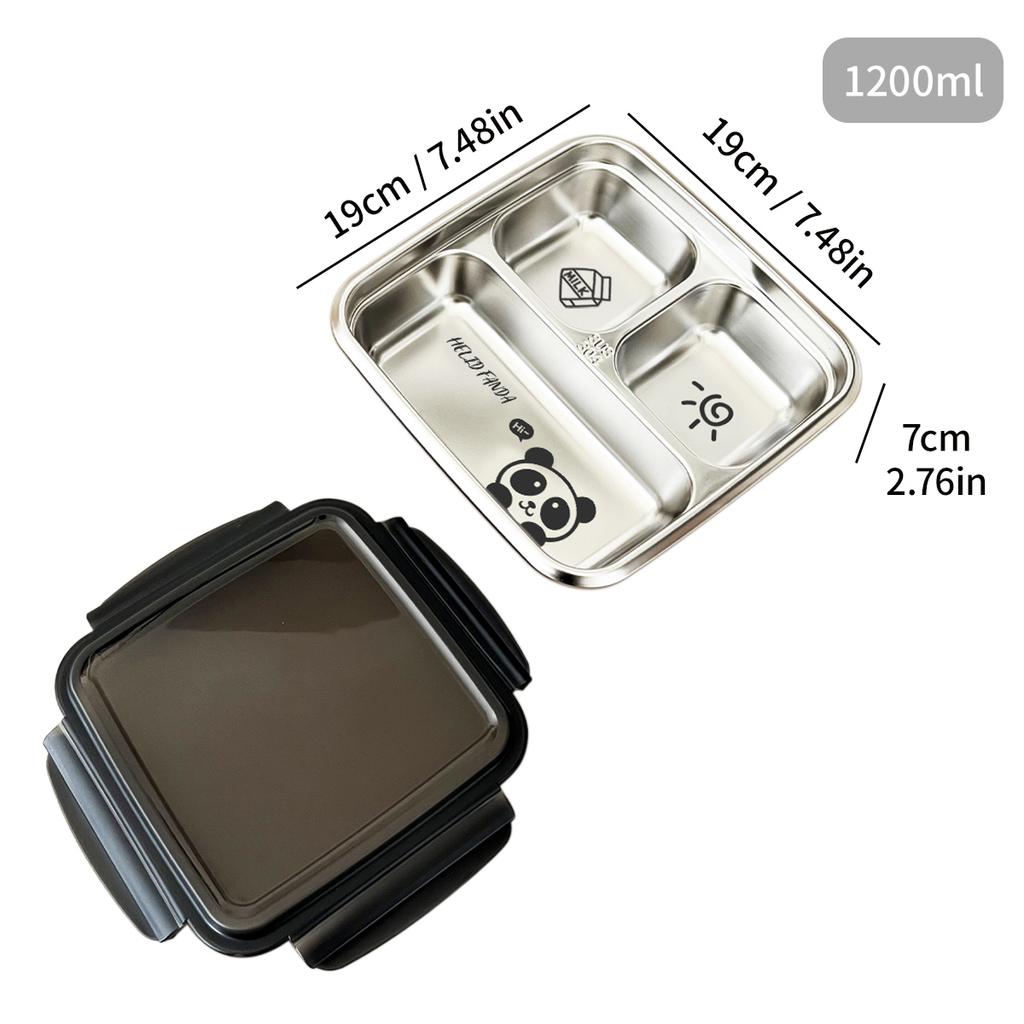 WORTHBUY 304 Stainless Steel Divided Bento Lunch Box Portable Leak-proof Food Container With Compartments For Students Kids