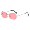 New Rimless Polygon Sunglasses Fashion Women Vintage Gradient Ocean Lenses Shades Trendy Luxury Brand Design Chic Sun Glasses