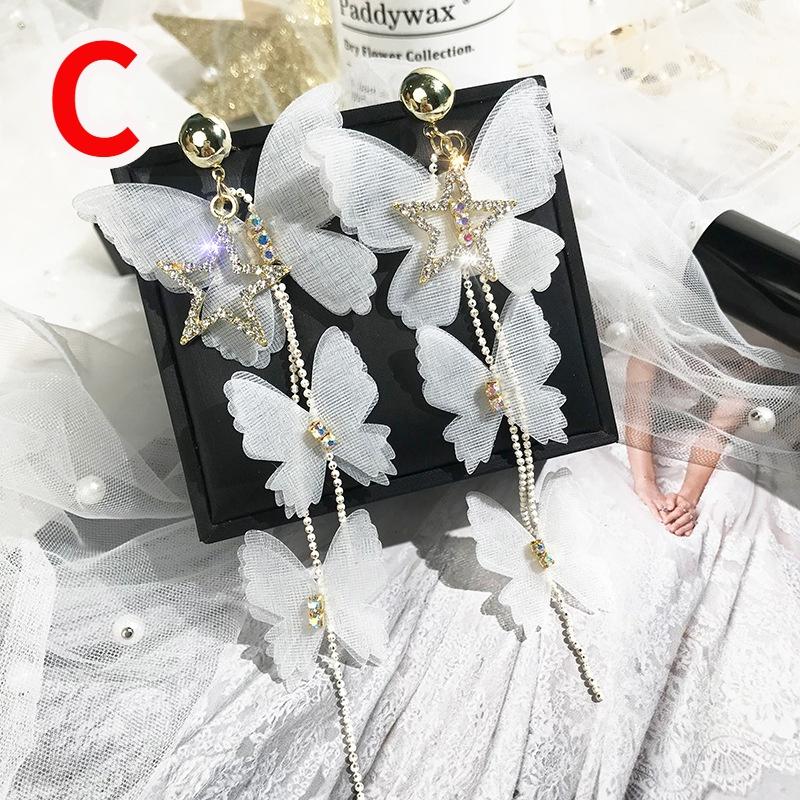 Bijuterii Design Nou Cercei Lungi cu Ciucuri Fluture Alb pentru Petrecere de Sărbători Boem Cadouri pentru Femei