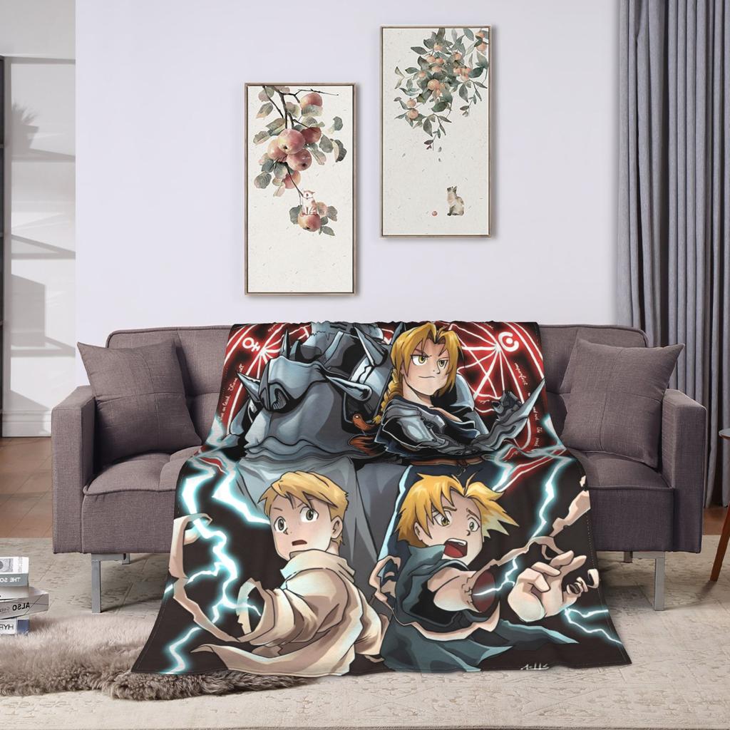 Fullmetal Alchemist  Super Soft Blankets  Girls Boys Plush Bedding Throws Pattern Couch Chair Flannel Bedspread Sofa Bed Cover