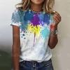 New Glitter Sparkling T-shirt Rainbow Color Printing Fashion T-shirt Short-sleeved Casual Beach Printing Top