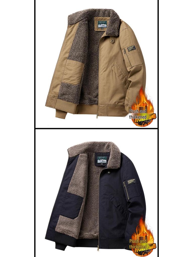 Men's High-End Winter Pilot Jacket with Lambswool and Velvet