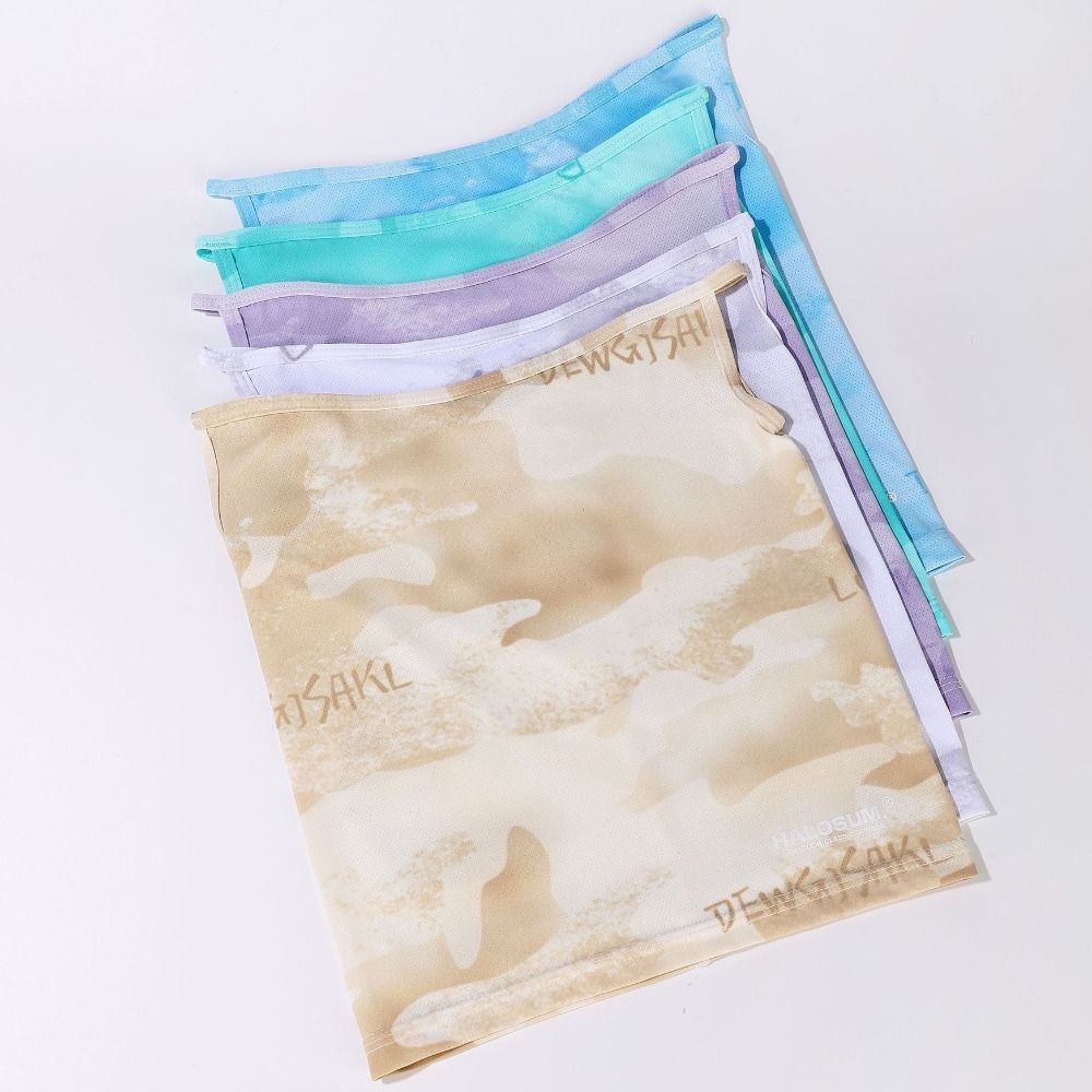 Shading Sunscreen Face Mask Ear Hanging Ice Silk Face Mask Sunshade Veil Face Cover  Hiking