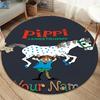 Pippi Longstocking Custom Name Round Area Rug,Carpet Rug for Living Room Bedroom Sofa Playroom Decor,Non-slip Floor Mat