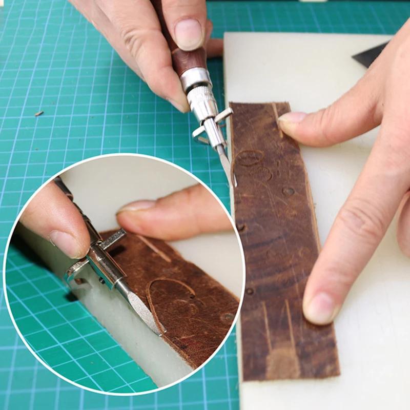 1 Set 7 In 1 Multifunctional Leather Grooving Tool Adjustable Stitching DIY Leathercraft Edge Cutting & Crease Handmade Tools