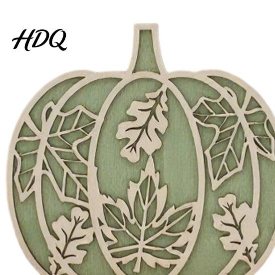 Natürliches Holz Thanksgiving Geschenk 3 Stück Herbst Holz Kürbis Tischdeko Schichtgeschnitten Ahornblatt Haus Dekoration Figur Ernte für Kaminsims
