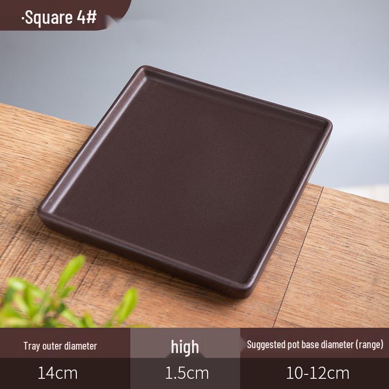 Purple Clay Ceramic Flower Pot Tray - Rectangular/Round Base for Water Catching Bonsai
