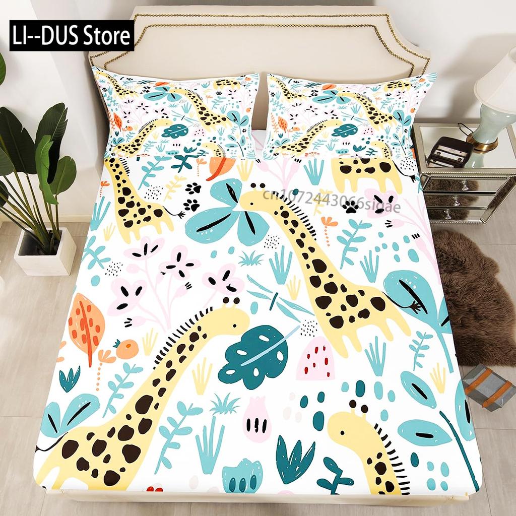 Wild Animal Giraffe Comforter Set Twin King Size Bedding Set for Kids Adults Decor Comforter Quilt Set with 2 Pillowcase 3Pcs