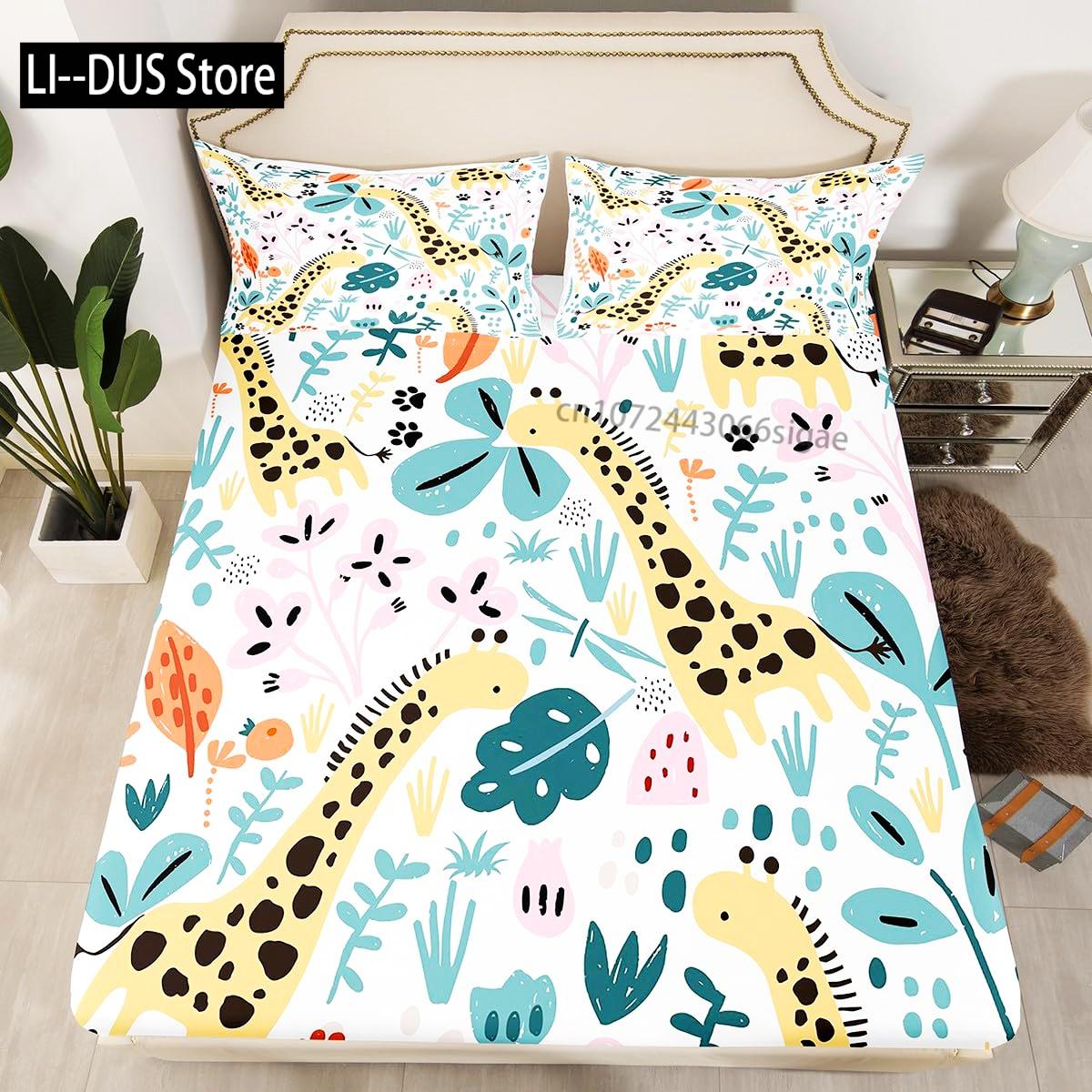 

Wild Animal Giraffe Comforter Set Twin King Size Bedding Set For Kids Adults Decor Comforter Quilt Set With 2 Pillowcase 3Pcs EU single(135x200cm)