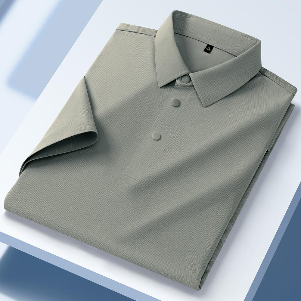 

Мужская повседневная рубашка поло в деловом стиле с коротким рукавом, эластичная, приятная для кожи, с застежкой на полпуговицы, не требующая глажки, однотонная рубашка для гольфа 4XL