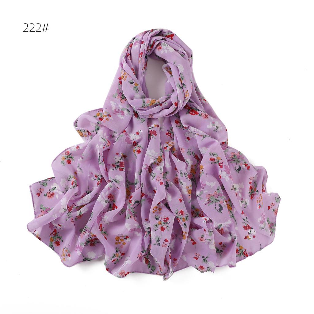 New Style Flower Printed Chiffon Scarf Fashion Moslim Hijap Summer Beautiful Floral Long Bandana Turkiye Headscarf Wraps
