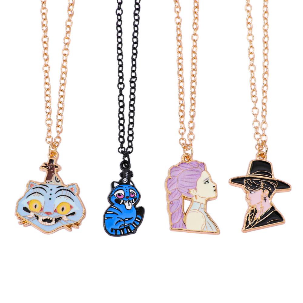 Girls Anime Kpop Demon Hunters Derpy Tiger Lumi Jinu Cartoon Character Pendant Necklace Fashion Hanging Jewelry Birthday Gift