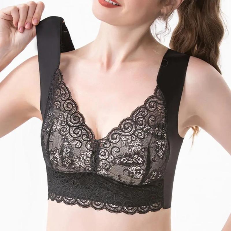 Reggiseno da Donna con Spalline Larghe in Pizzo Senza Cuciture Morbido Traspirante Stile Canotta Reggiseno Imbottito Push Up Reggiseni Elasticizzati Biancheria Intima da Donna