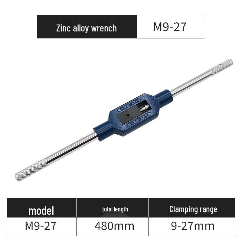 Adjustable Ratchet Tap Wrench with Extension Rod, All-Steel Manual Tapping Tool