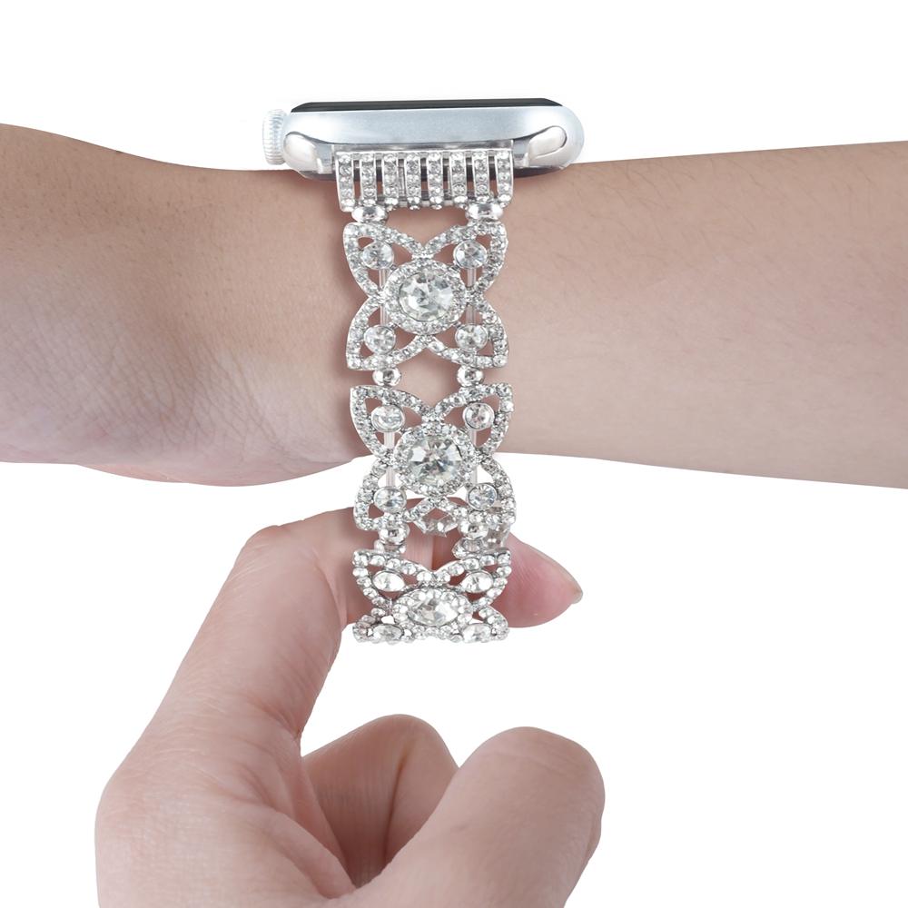 Bling Elastic Bracelet Link For Apple Watch Band Series 11/10/9/8/7/6/5/4/3/2/1 SE 40mm 41mm 42mm 44mm 45mm 46mm 49mm Strap